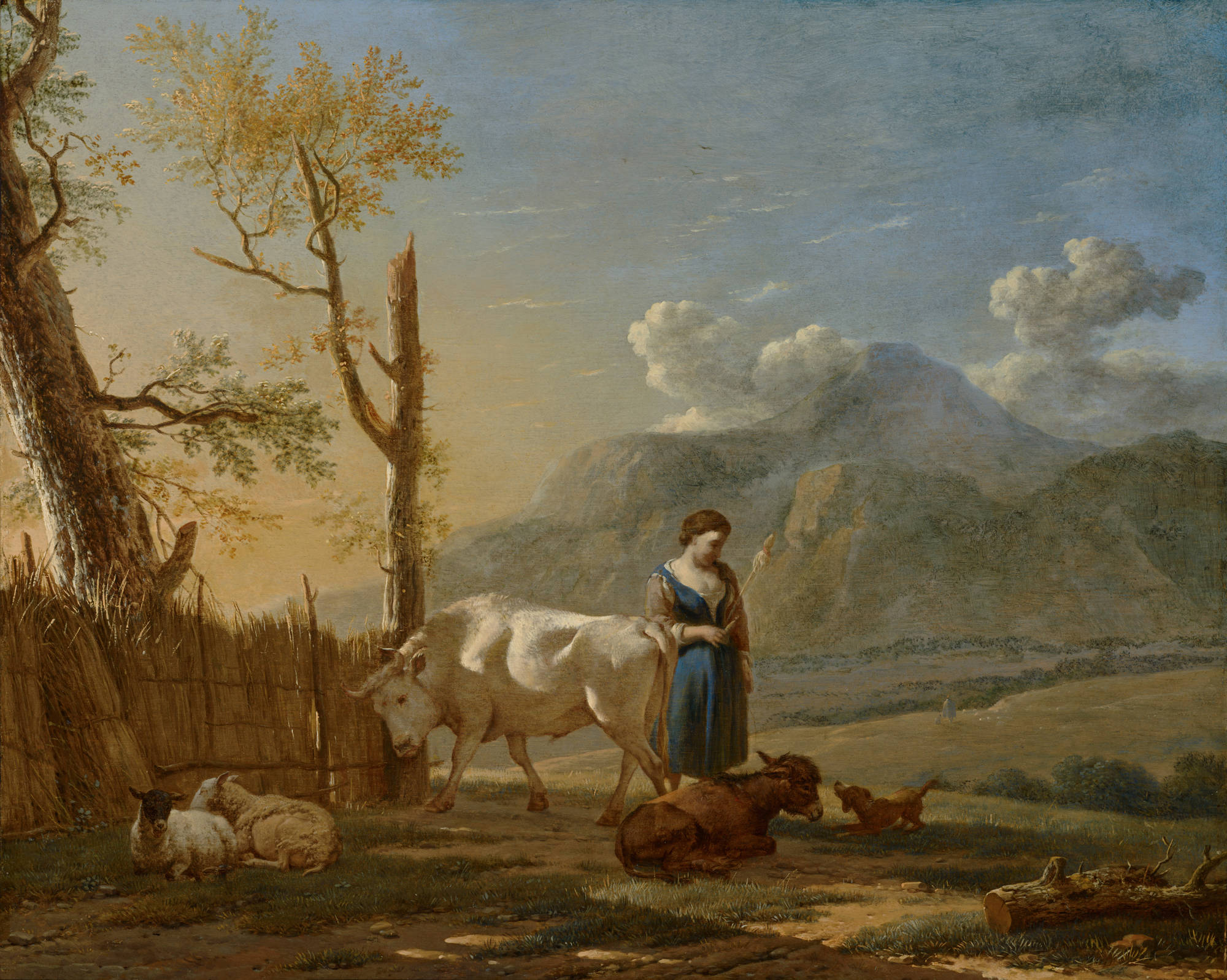 Karel Dujardin  Landschap met herderin Landscape with a Shepherdess