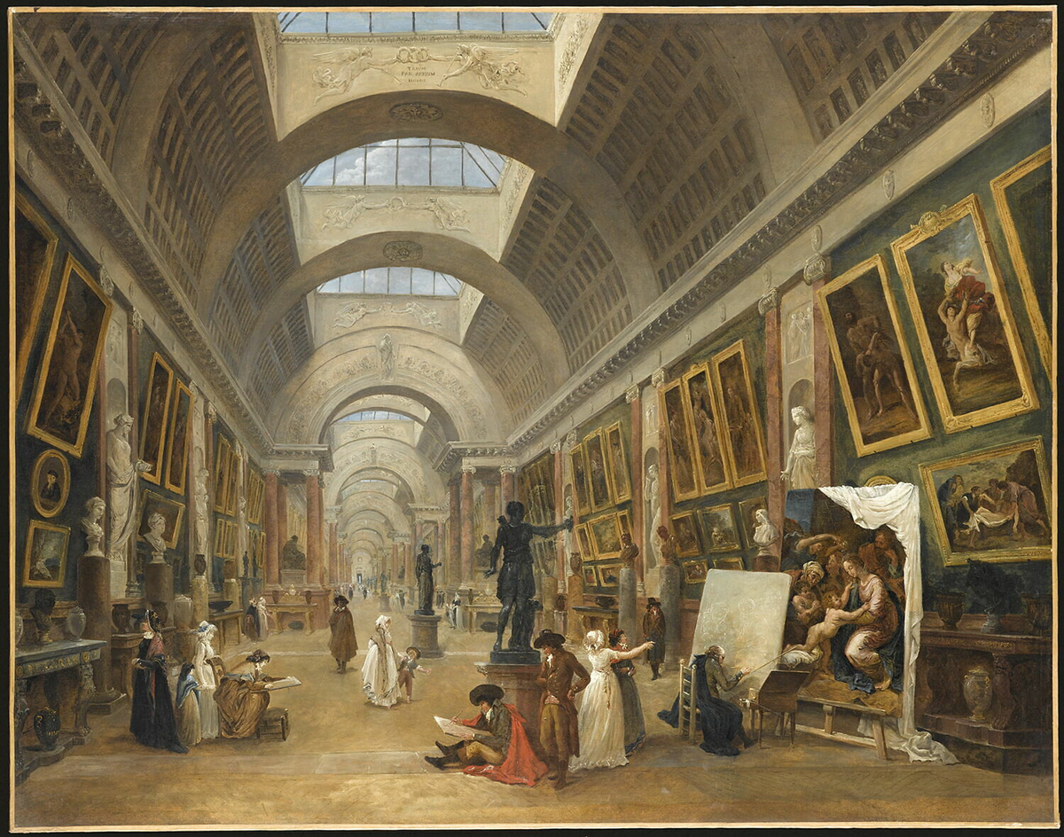 Schilderij De Grande Galerie In Het Louvre.